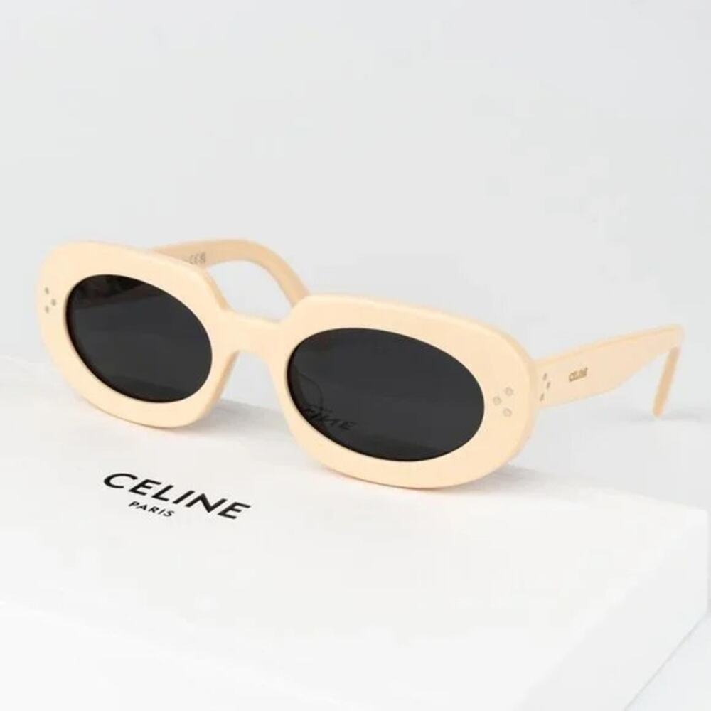 New! Celine Beige Oval Sunglasses CL40276U 25A, Authentic